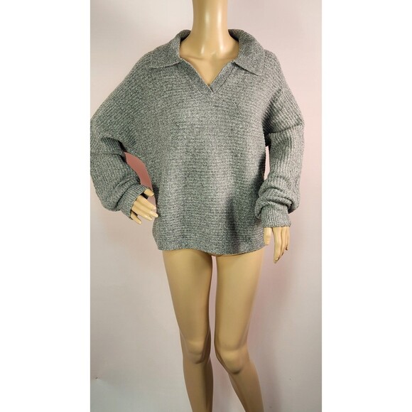 Joseph A. Grey Collared Polo Sweater Medium Heather Grey - Picture 2 of 9